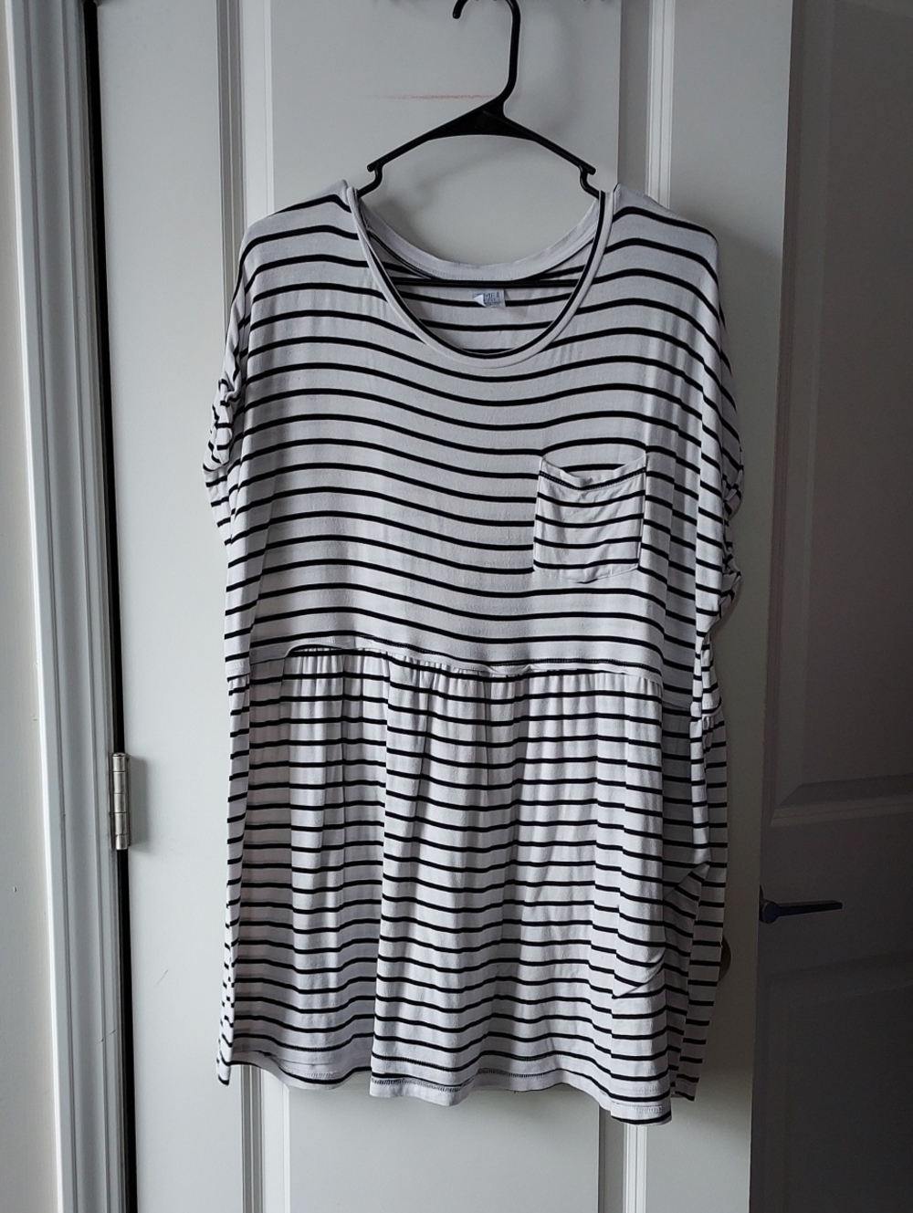 Time and Tru Black and White Striped Maternity Top